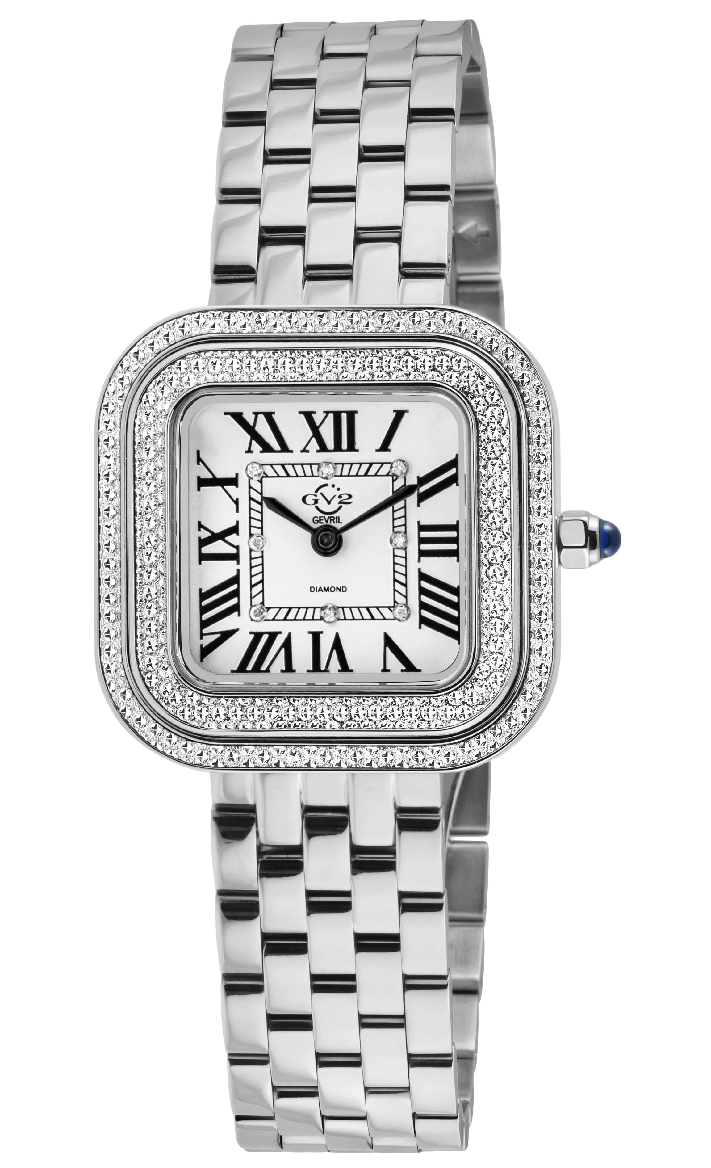 GV2 Bellagio Women's Swiss Made Diamond Watch, Silver-White Dial, 316L Stainless Steel Bracelet