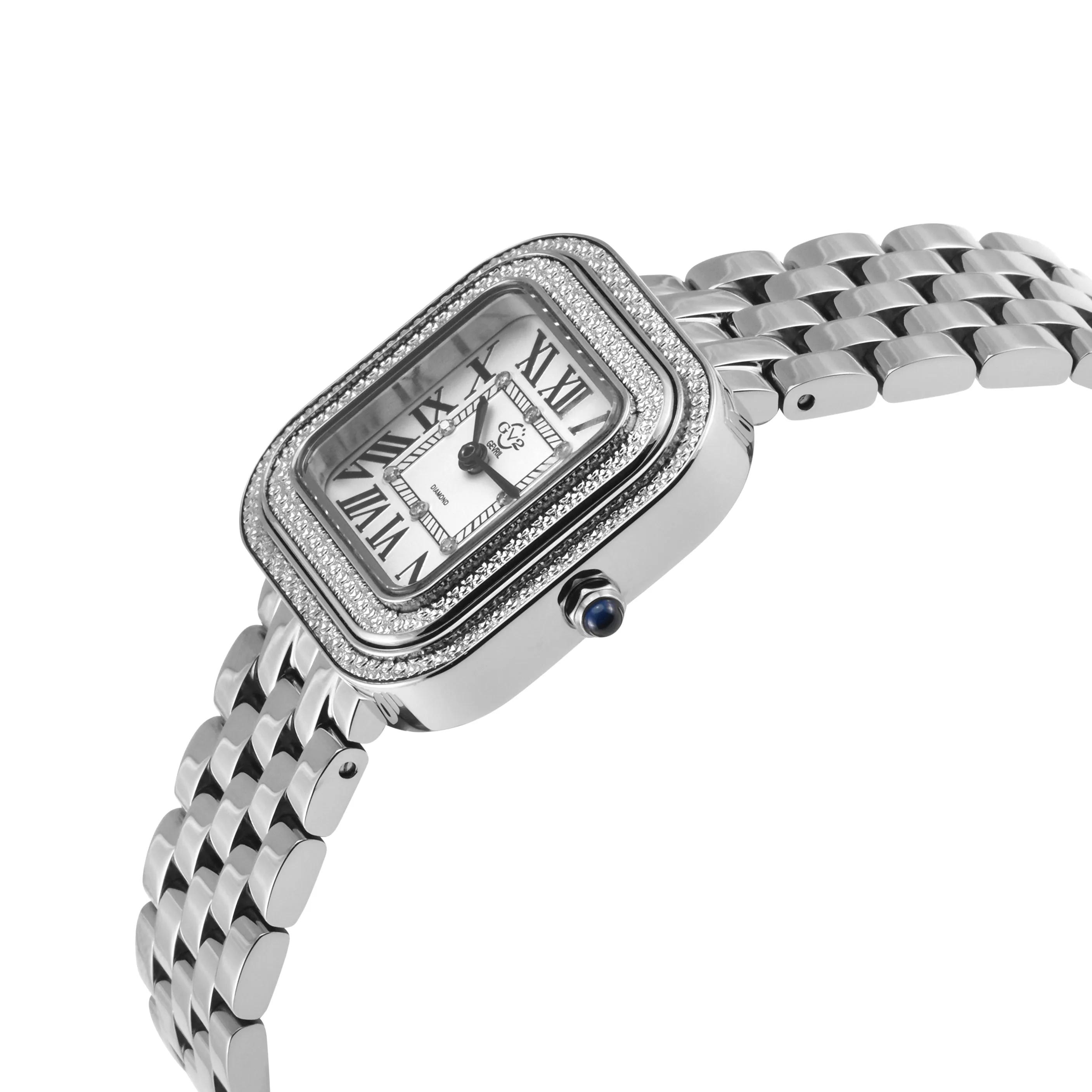 GV2 Bellagio Women's Swiss Made Diamond Watch, Silver-White Dial, 316L Stainless Steel Bracelet
