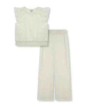 Habitual Sequin Mesh Pant Set