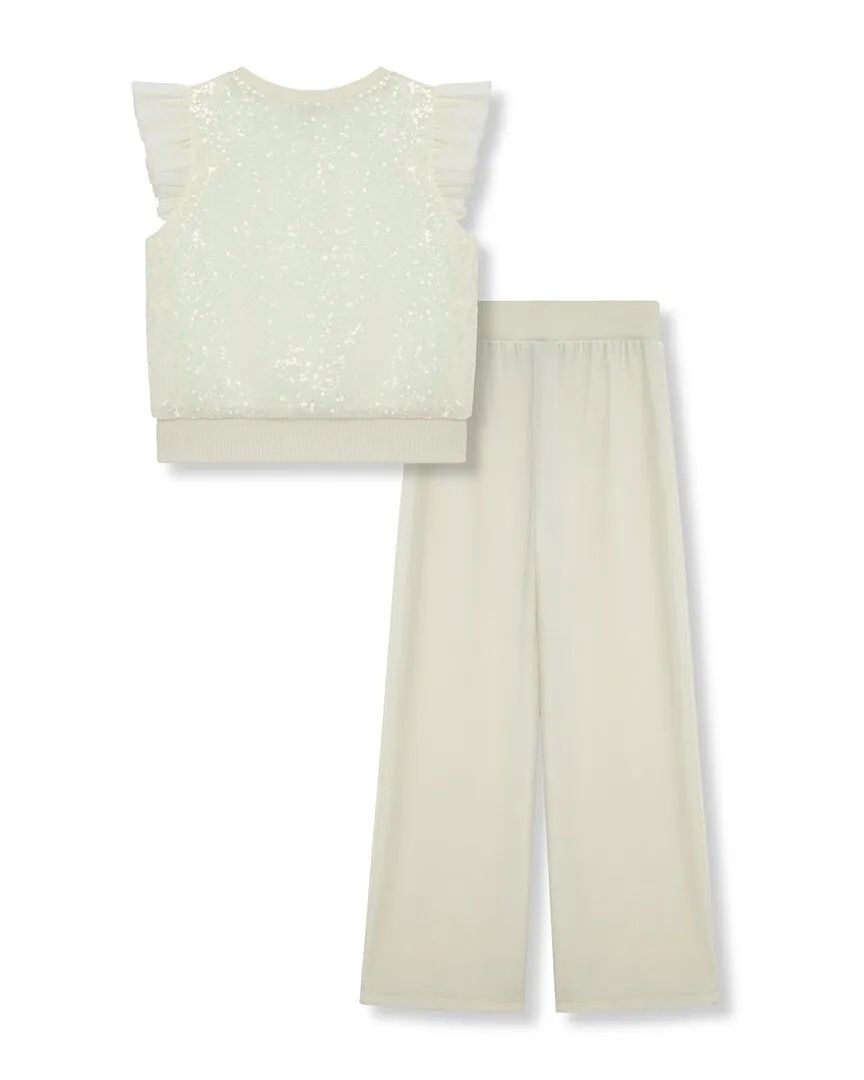 Habitual Sequin Mesh Pant Set