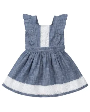 Hope & Henry Chambray Eyelet Trim Dress