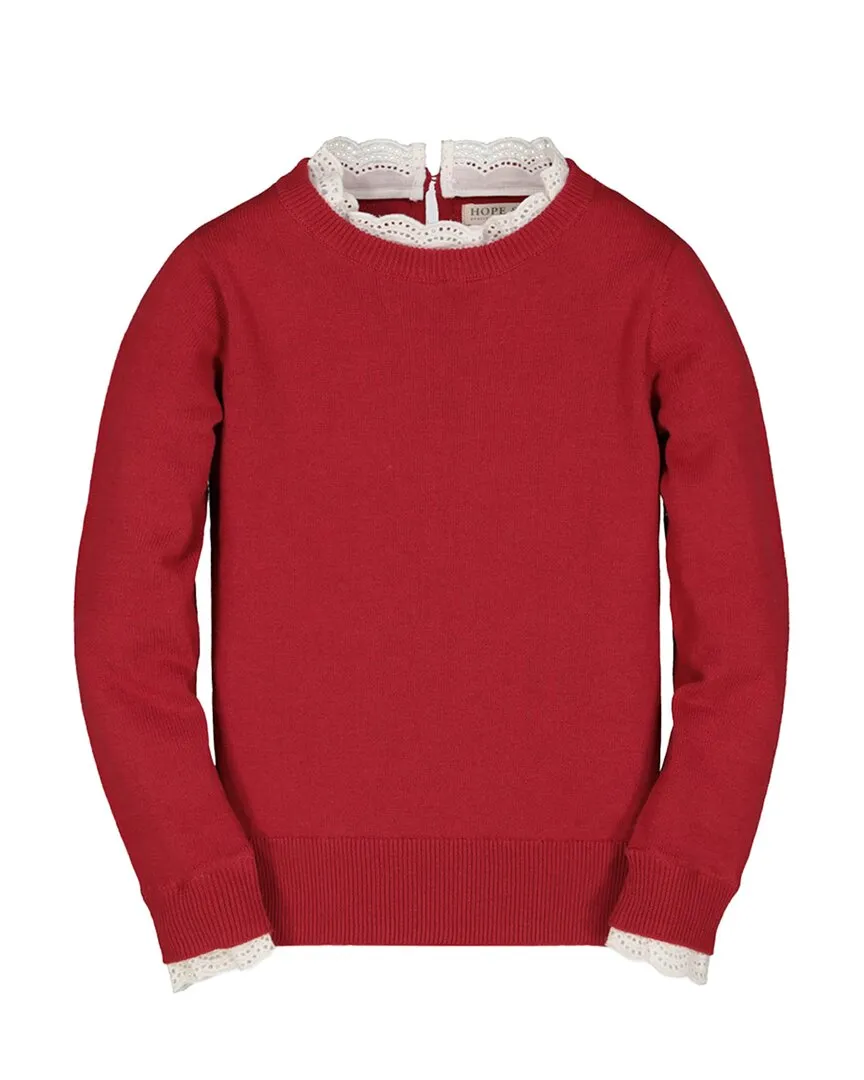 Hope & Henry Fancy Trim Sweater