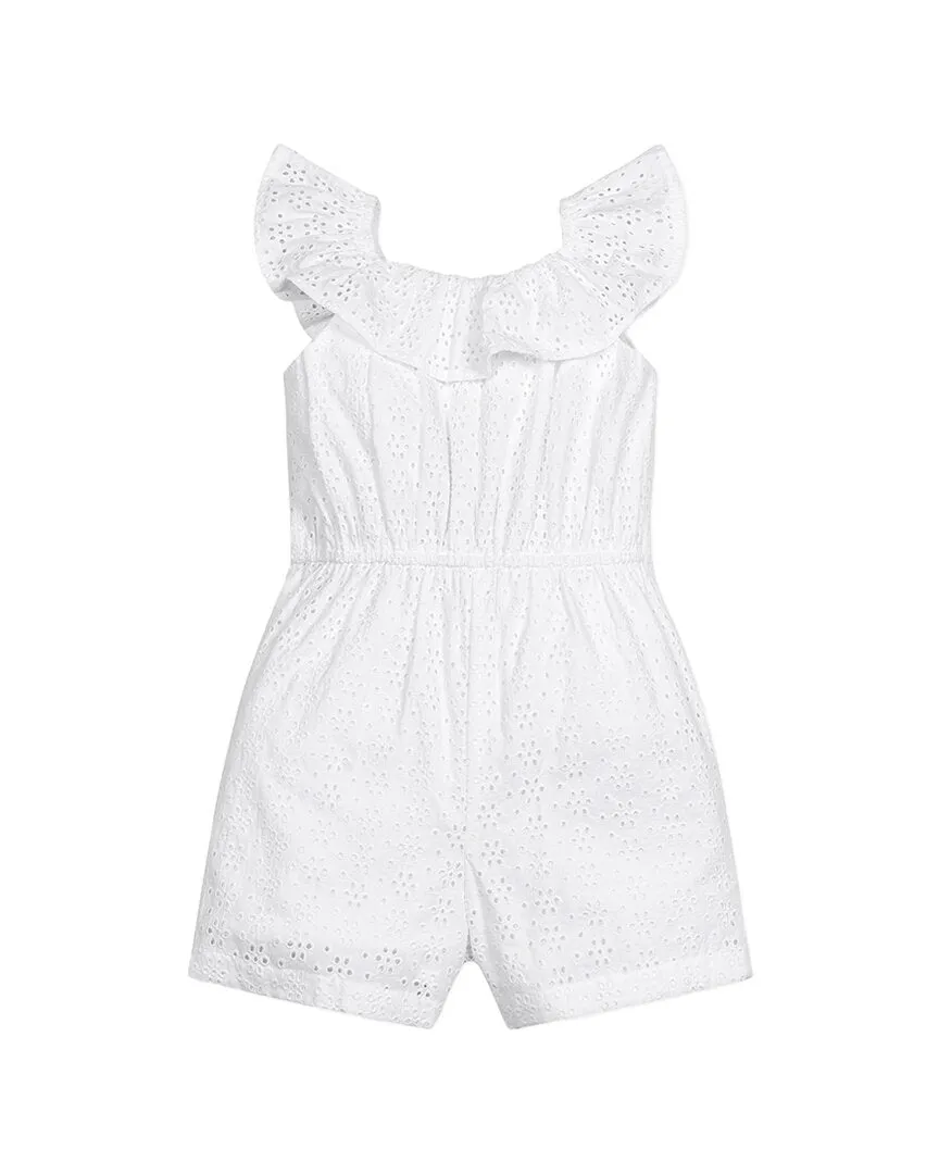 Hope & Henry Ruffle Collar Button Front Romper