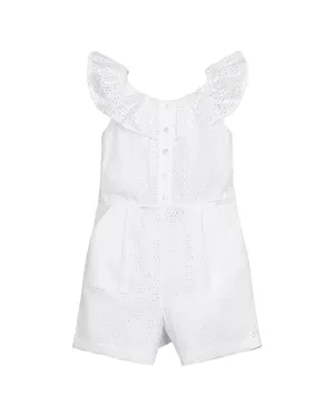 Hope & Henry Ruffle Collar Button Front Romper