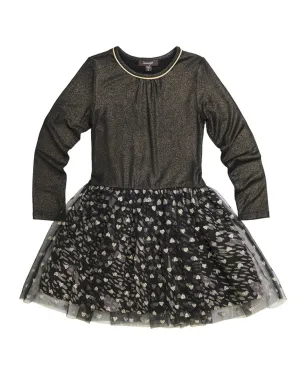IMOGA Metallic Knit Pleated Mesh Chiffon Dress