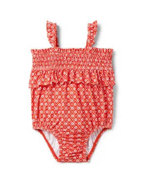 Janie and Jack Baby Recycled Floral Smocked Swimsuit