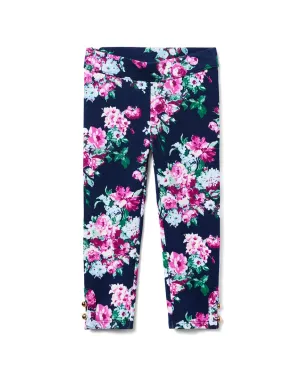 Janie and Jack Floral Button Cuff Ponte Pant