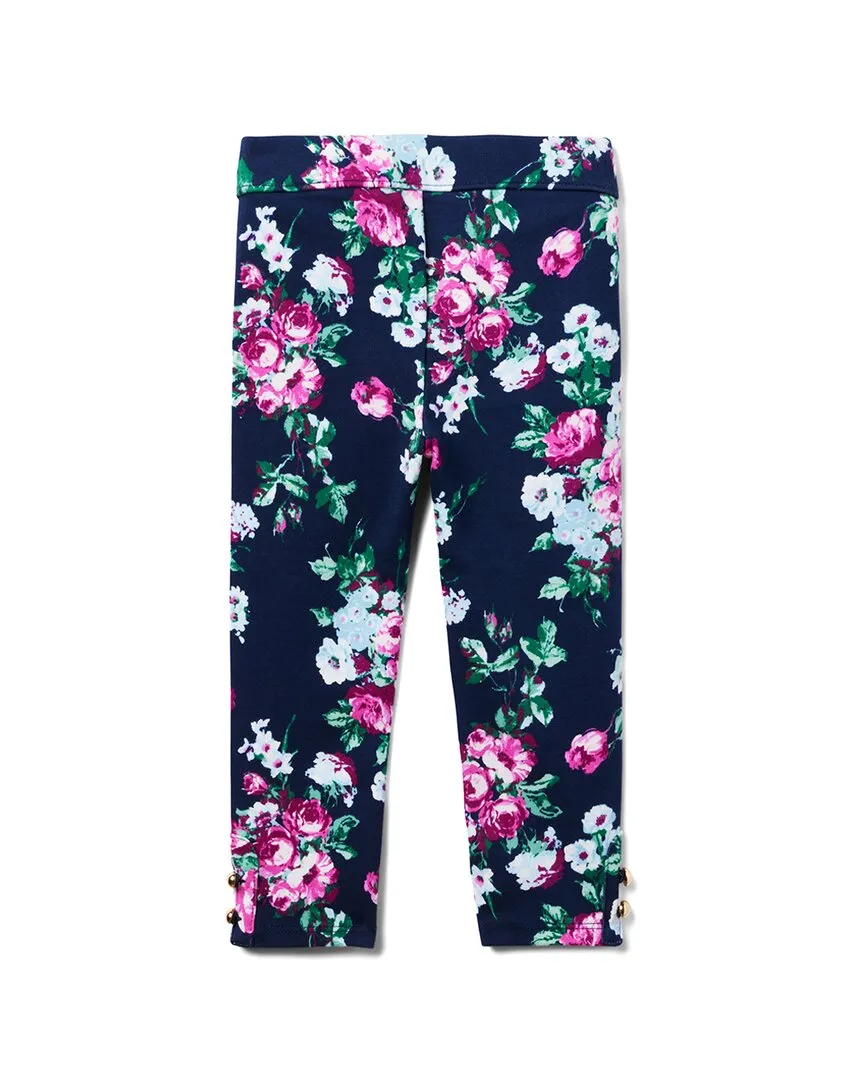 Janie and Jack Floral Button Cuff Ponte Pant