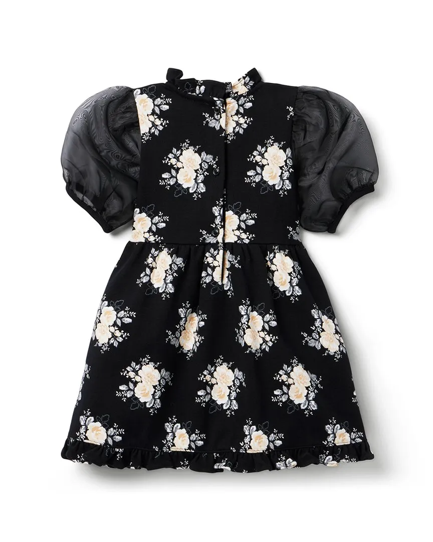 Janie and Jack Floral Puff Sleeve Ponte Dress