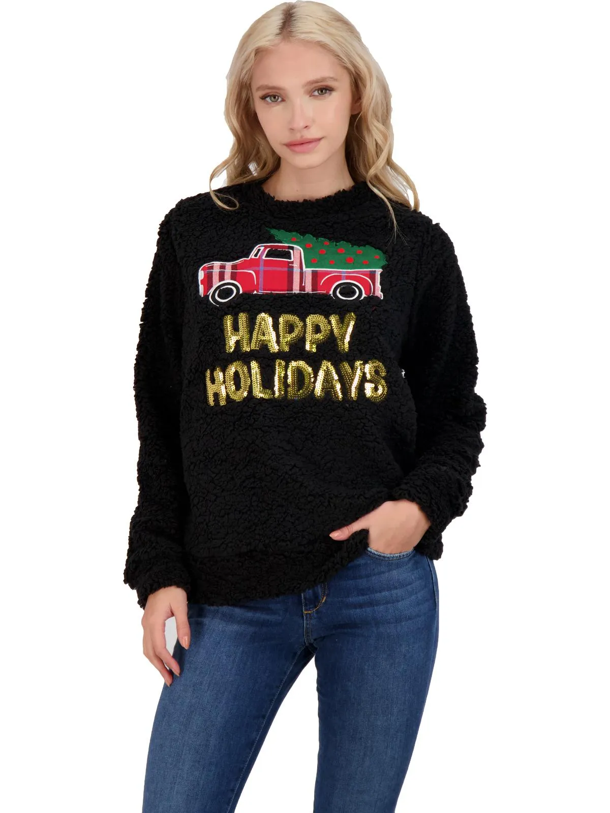 Juniors Womens Holiday Christmas Pullover Sweater