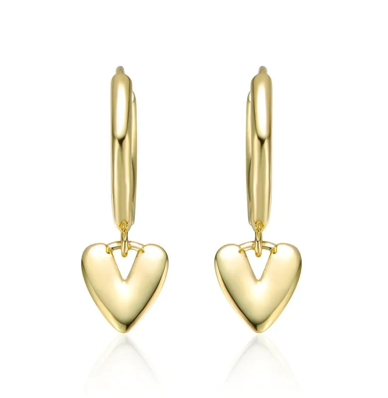 Kids 14k Gold Plated Heart Dangling Earrings