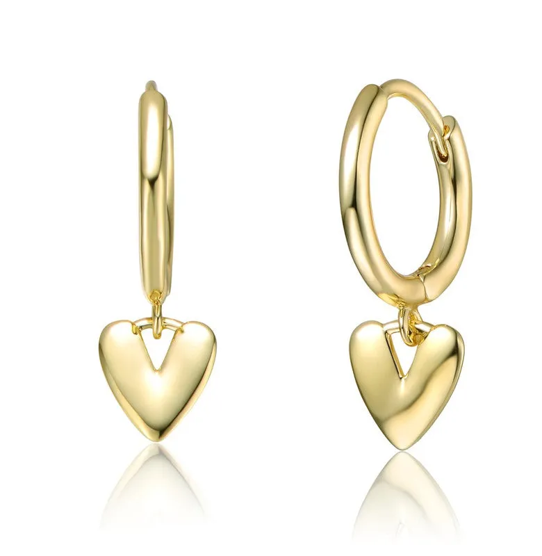 Kids 14k Gold Plated Heart Dangling Earrings