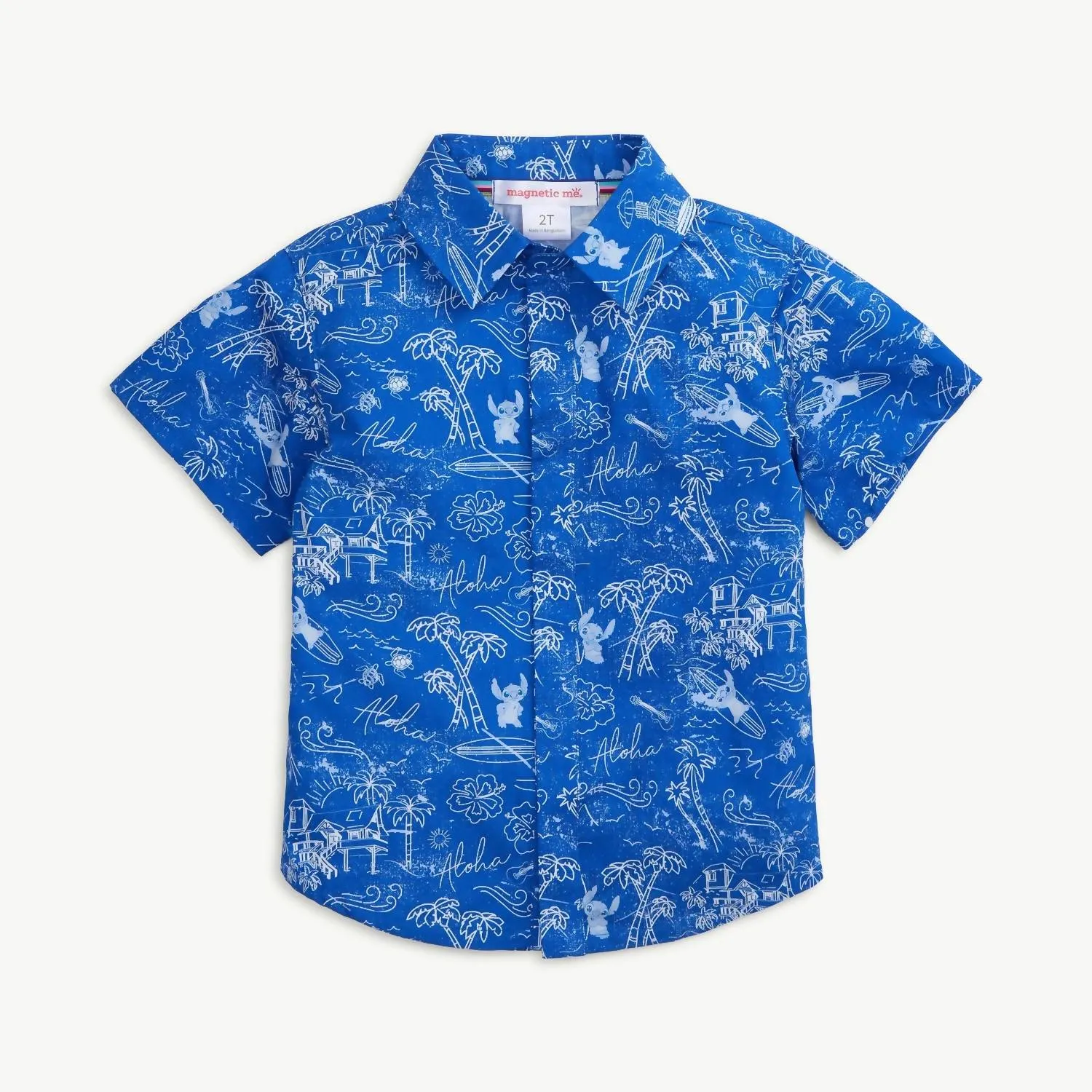 Kid's Boy Toddler Lilo And Stitch Cotton Shirt In Blue