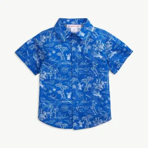 Kid's Boy Toddler Lilo And Stitch Cotton Shirt In Blue