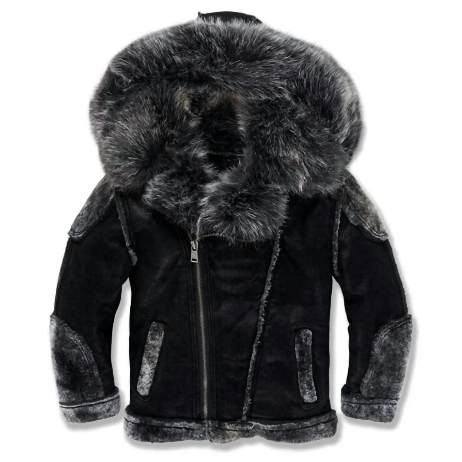 Kids El Jefe Shearling Moto Jacket In Black