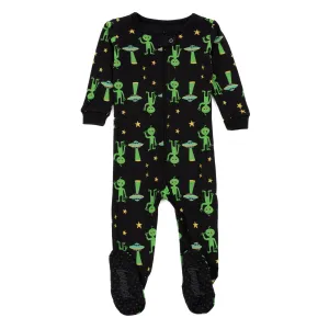 Kids Footed Cotton Pajamas Alien