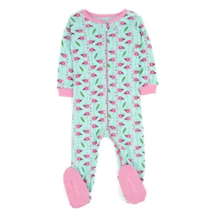 Kids Footed Cotton Pajamas Flamingo