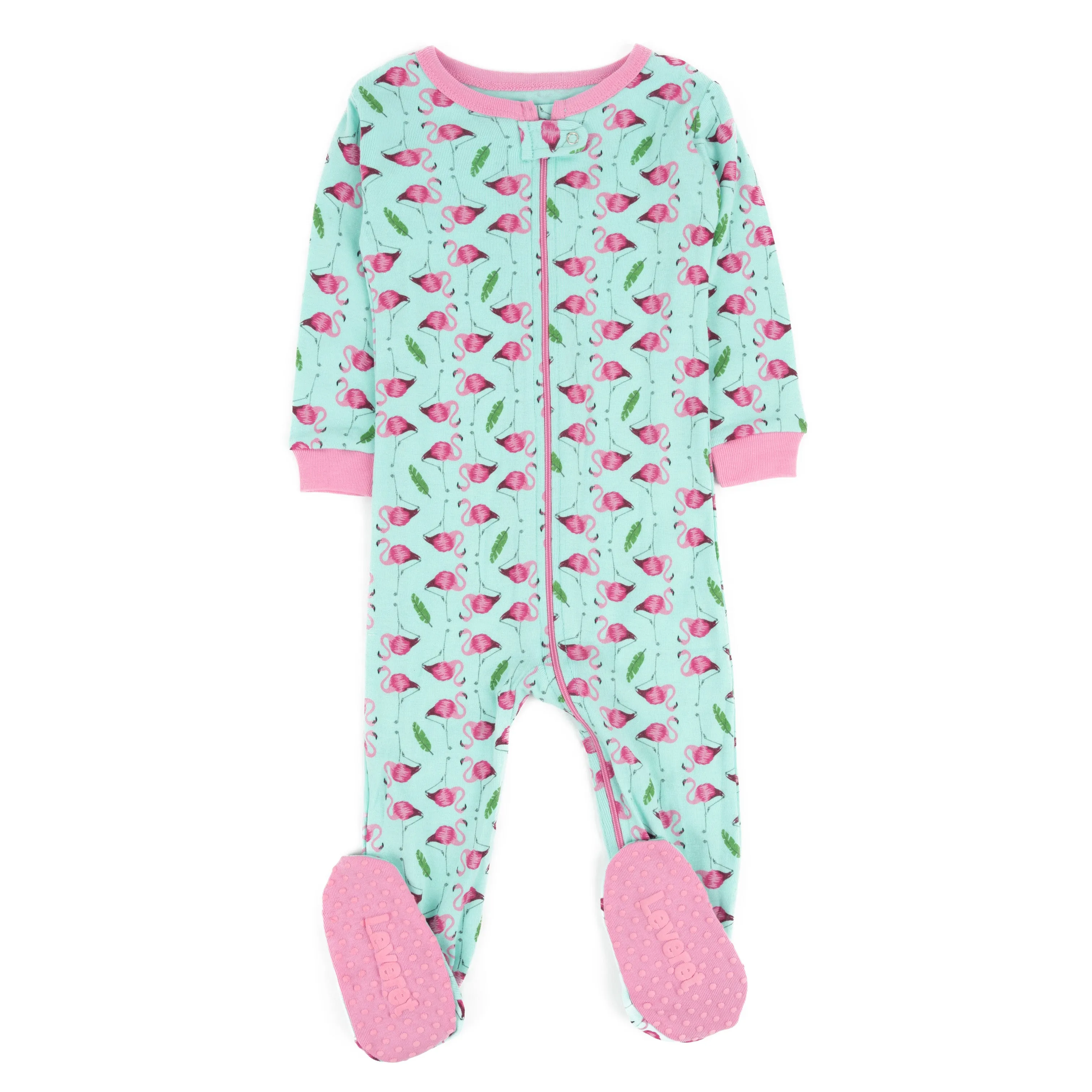 Kids Footed Cotton Pajamas Flamingo