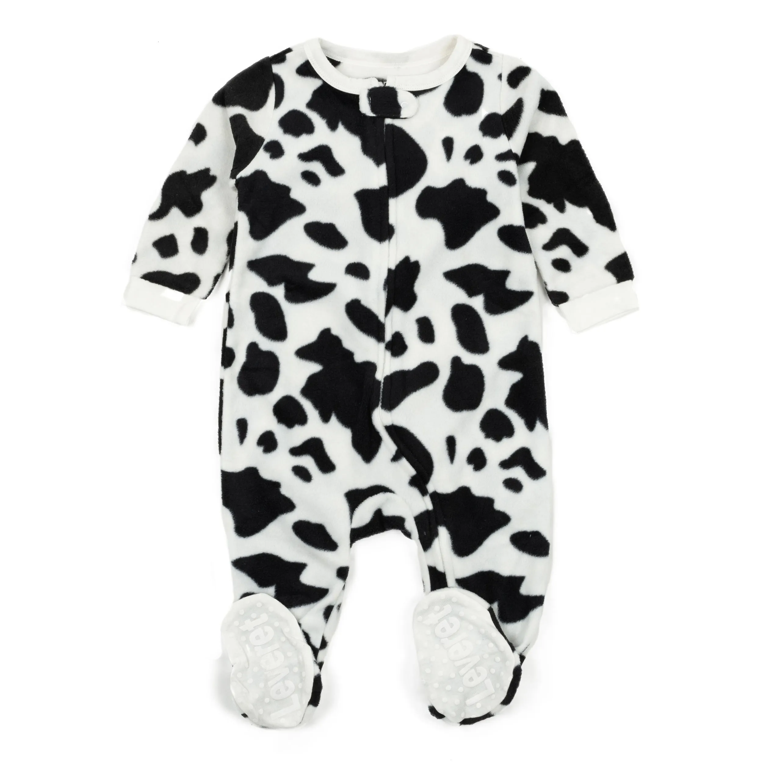 Kids Footed Fleece Pajamas Cow Black