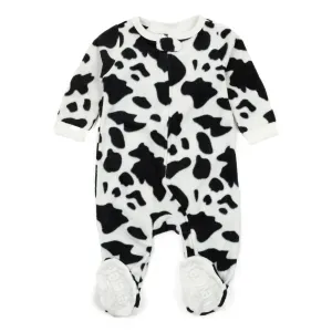 Kids Footed Fleece Pajamas Cow Black