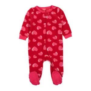 Kids Footed Fleece Pajamas Heart