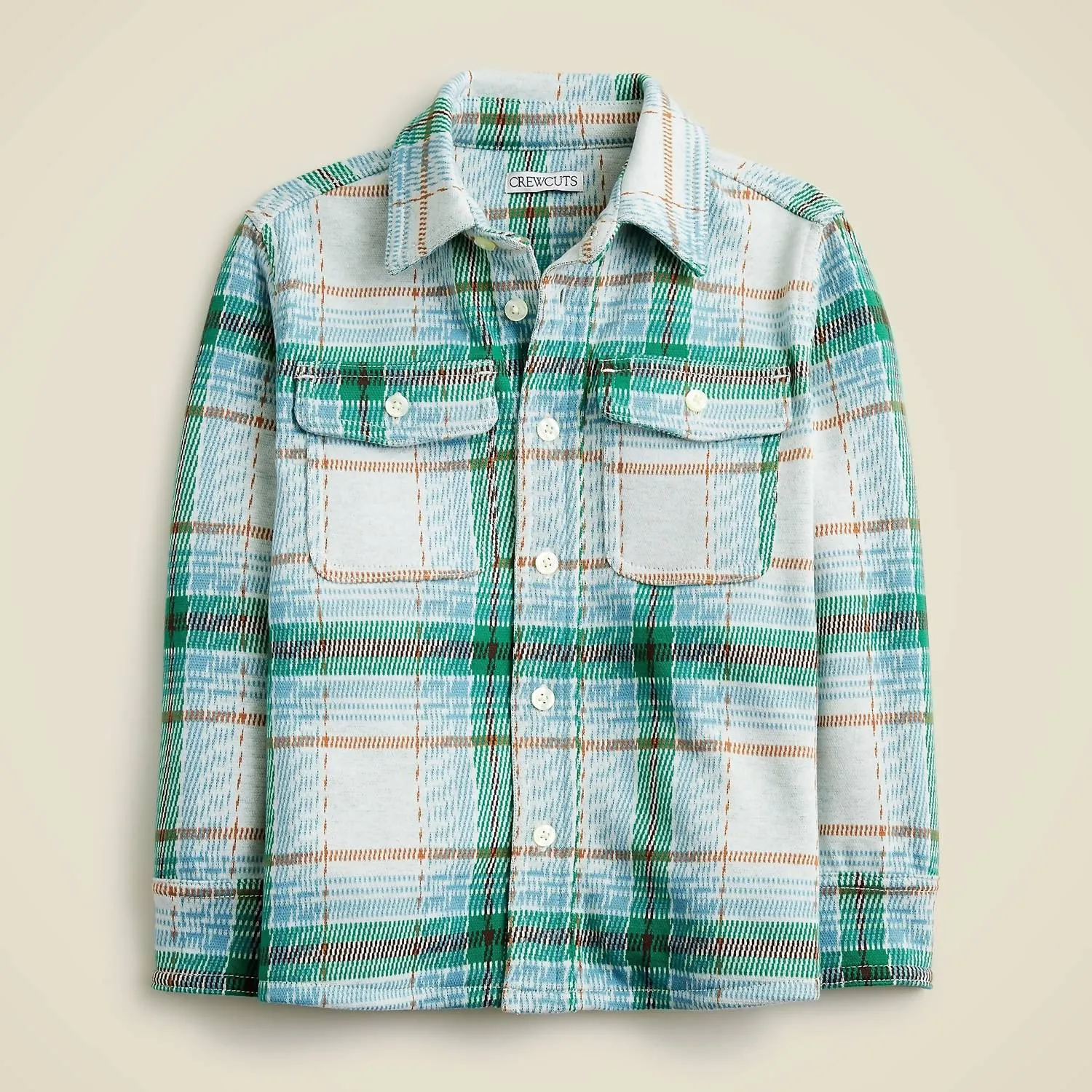 Kids Long-Sleeve Seaboard Soft-Knit Shirt In Plaid In Ivory Plaid