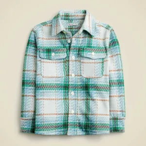 Kids Long-Sleeve Seaboard Soft-Knit Shirt In Plaid In Ivory Plaid