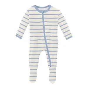 Kids' Print Footie With 2 Way Zipper In Pond Sweet Stripe