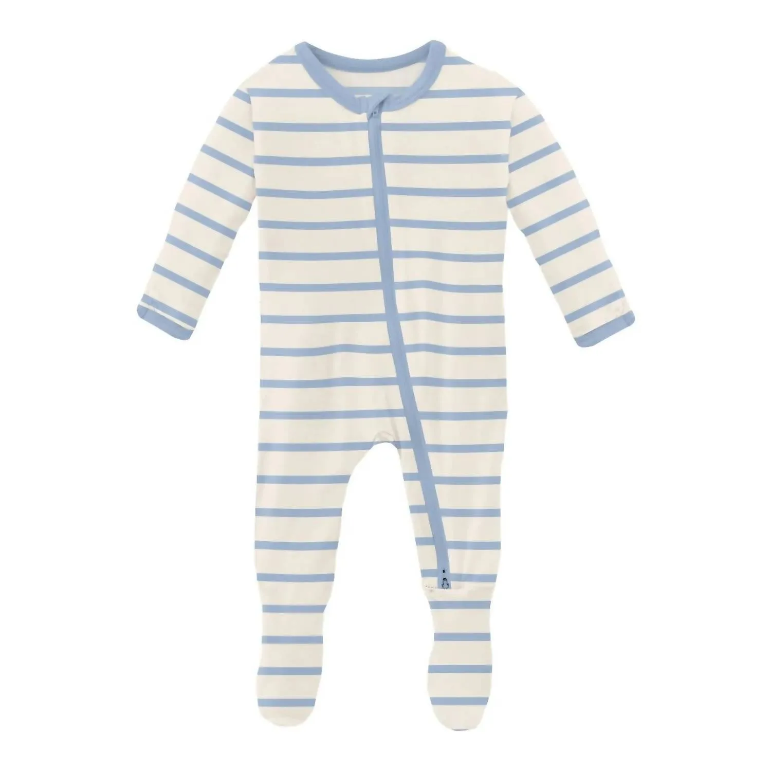 Kids' Print Footie With 2 Way Zipper In Pond Sweet Stripe