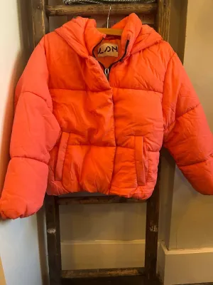 Kid's Puffer Jacket In Neon Salmon