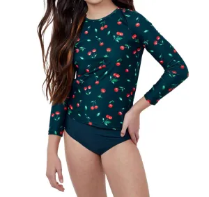 Kids Rash Guard Top With Matching Bikini Bottom In Gtk Cherries