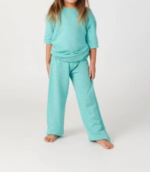 Kids Tonal Stripe Wide Leg Pant In Green