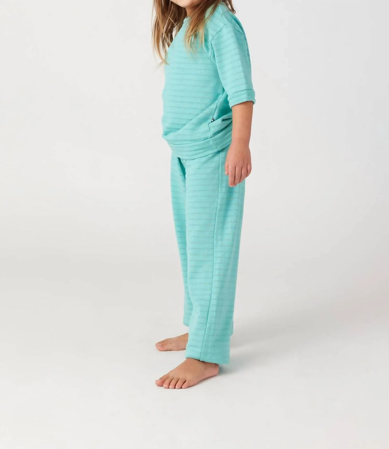 Kids Tonal Stripe Wide Leg Pant In Green