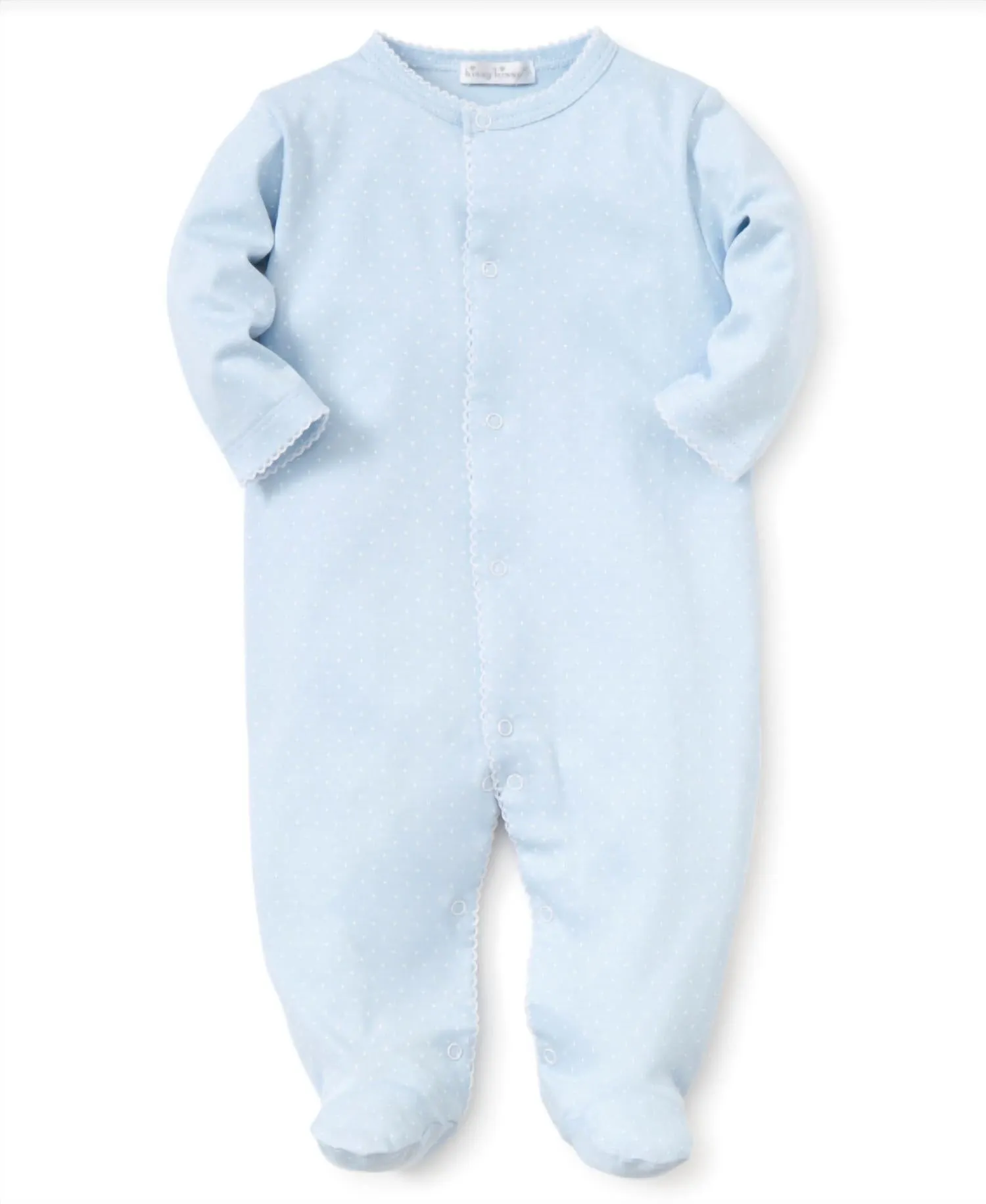 Kids' Zip Footie In Blue/white Dots