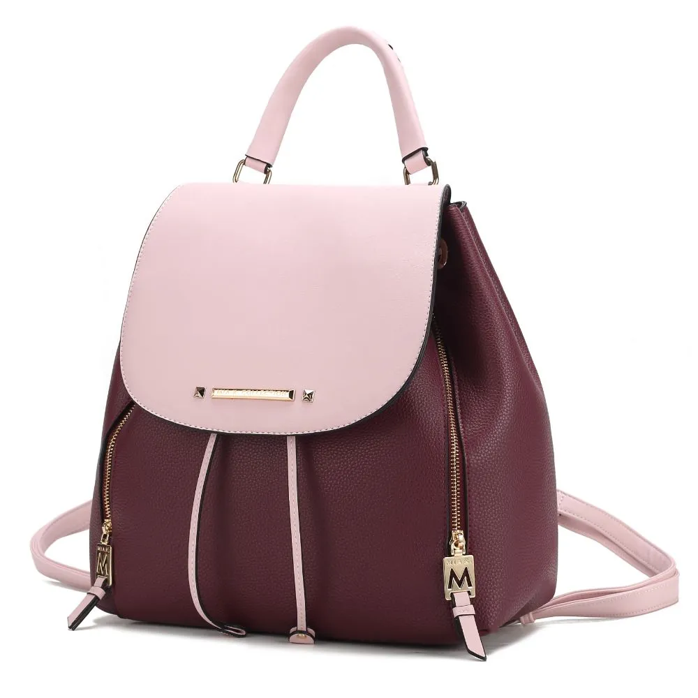 Kimberly Vegan Leather Fashion Backpack Color-Block