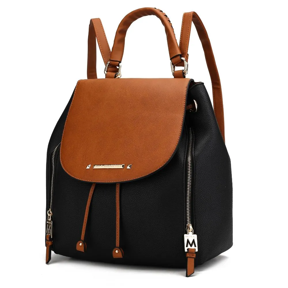 Kimberly Vegan Leather Fashion Backpack Color-Block