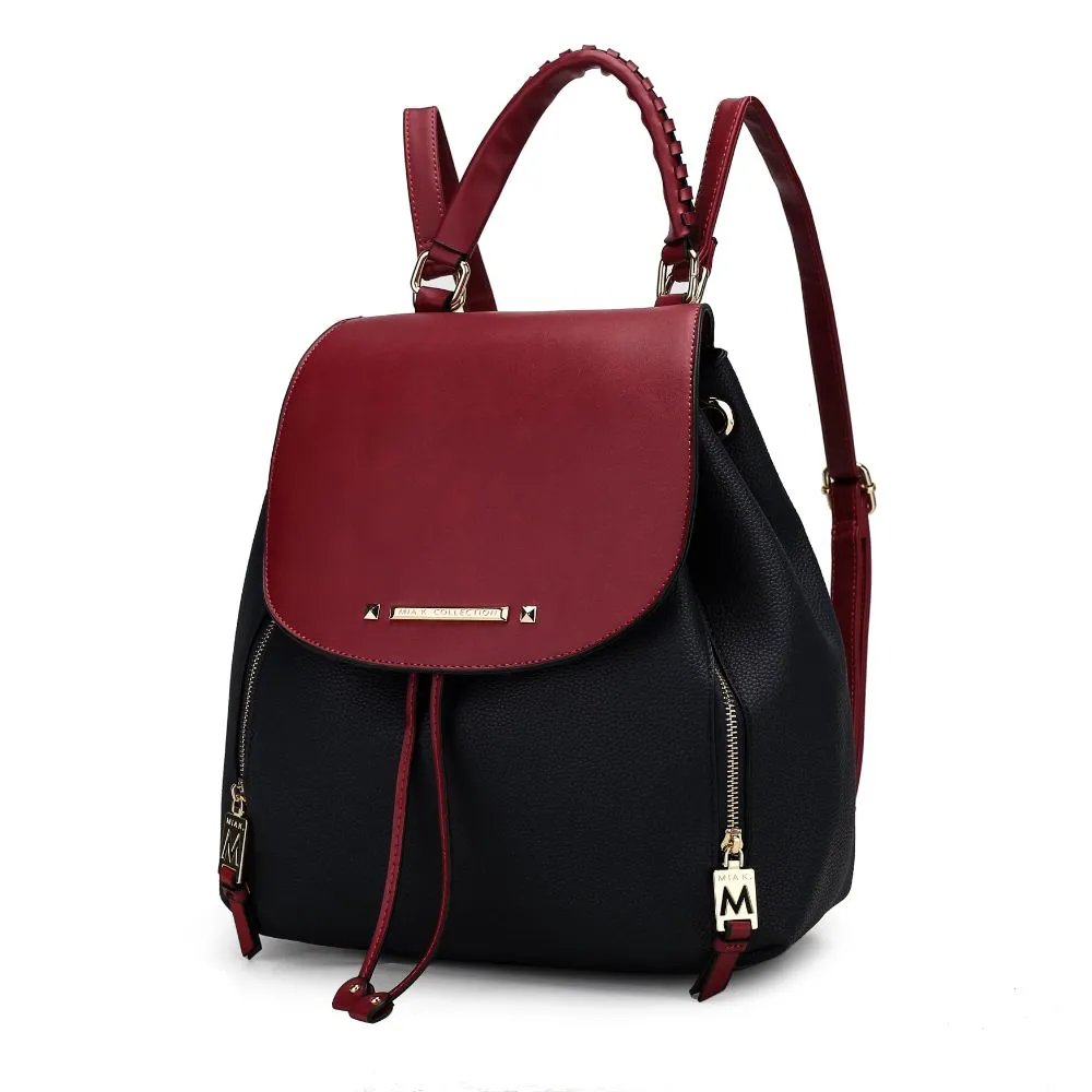 Kimberly Vegan Leather Fashion Backpack Color-Block