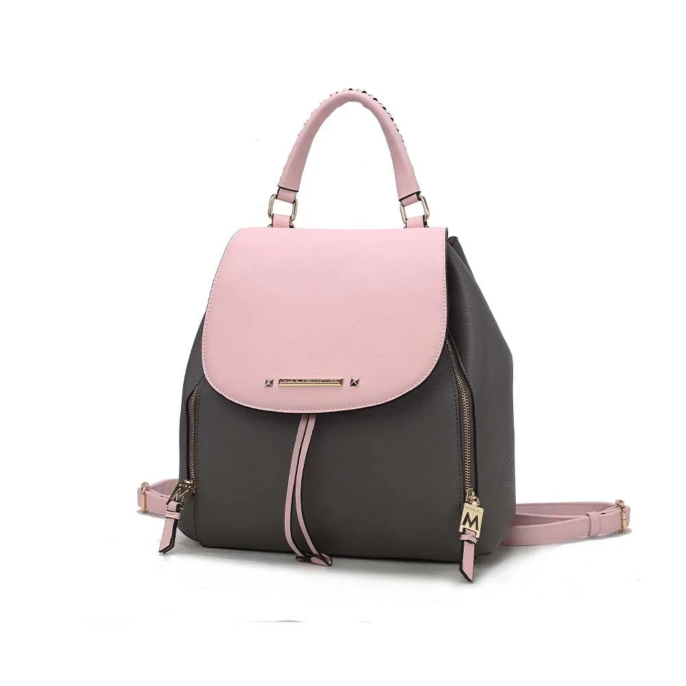 Kimberly Vegan Leather Fashion Backpack Color-Block