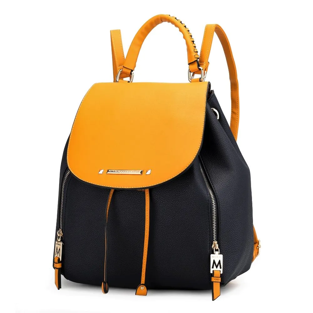 Kimberly Vegan Leather Fashion Backpack Color-Block