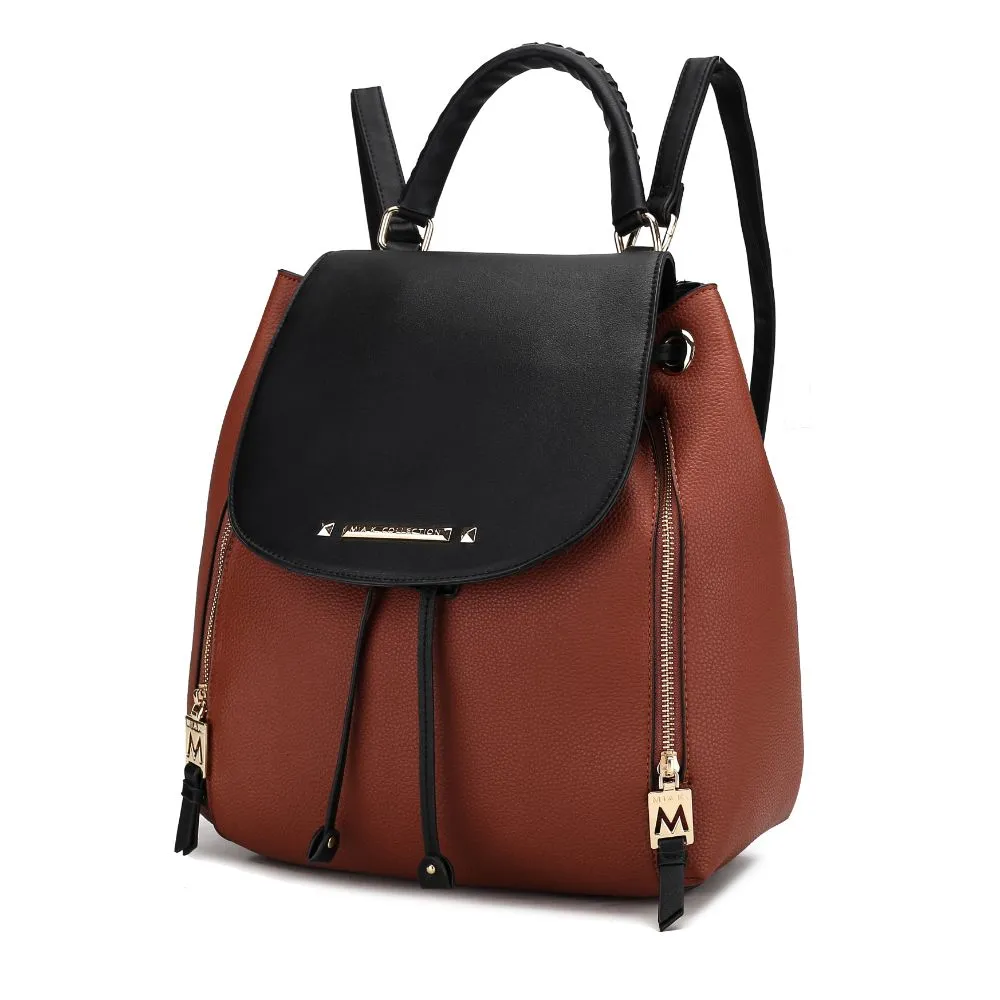 Kimberly Vegan Leather Fashion Backpack Color-Block