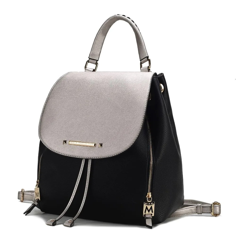 Kimberly Vegan Leather Fashion Backpack Color-Block