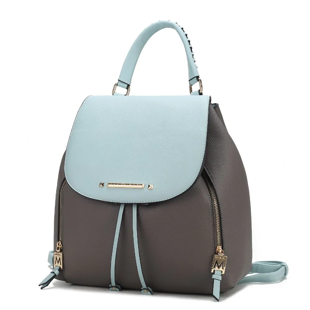 Kimberly Vegan Leather Fashion Backpack Color-Block
