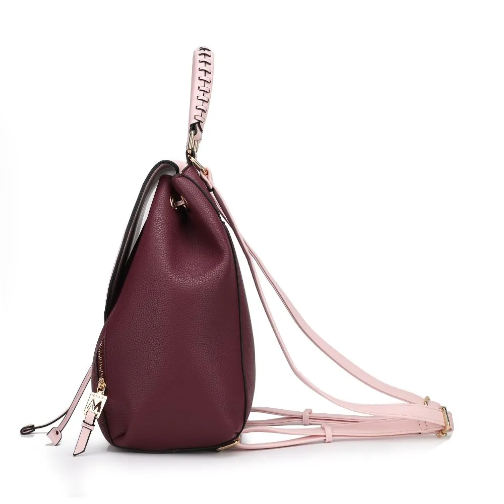 Kimberly Vegan Leather Fashion Backpack Color-Block