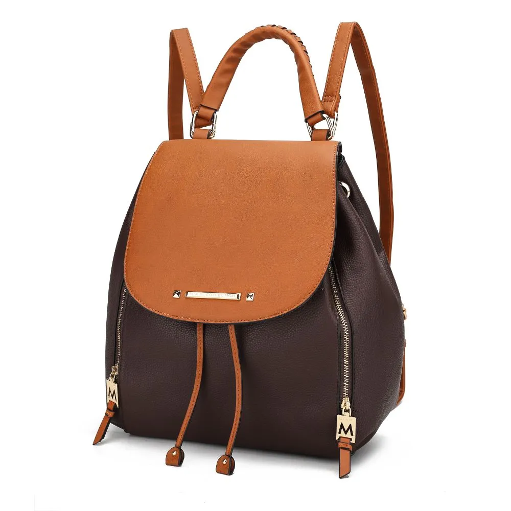Kimberly Vegan Leather Fashion Backpack Color-Block