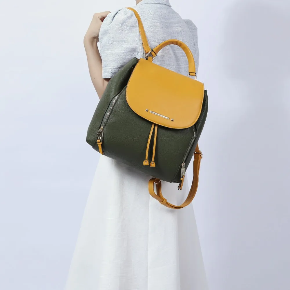 Kimberly Vegan Leather Fashion Backpack Color-Block
