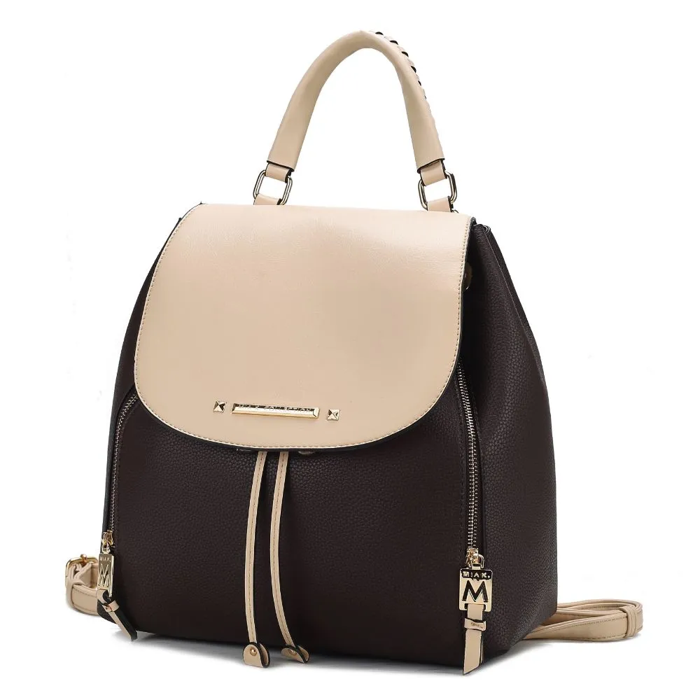 Kimberly Vegan Leather Fashion Backpack Color-Block