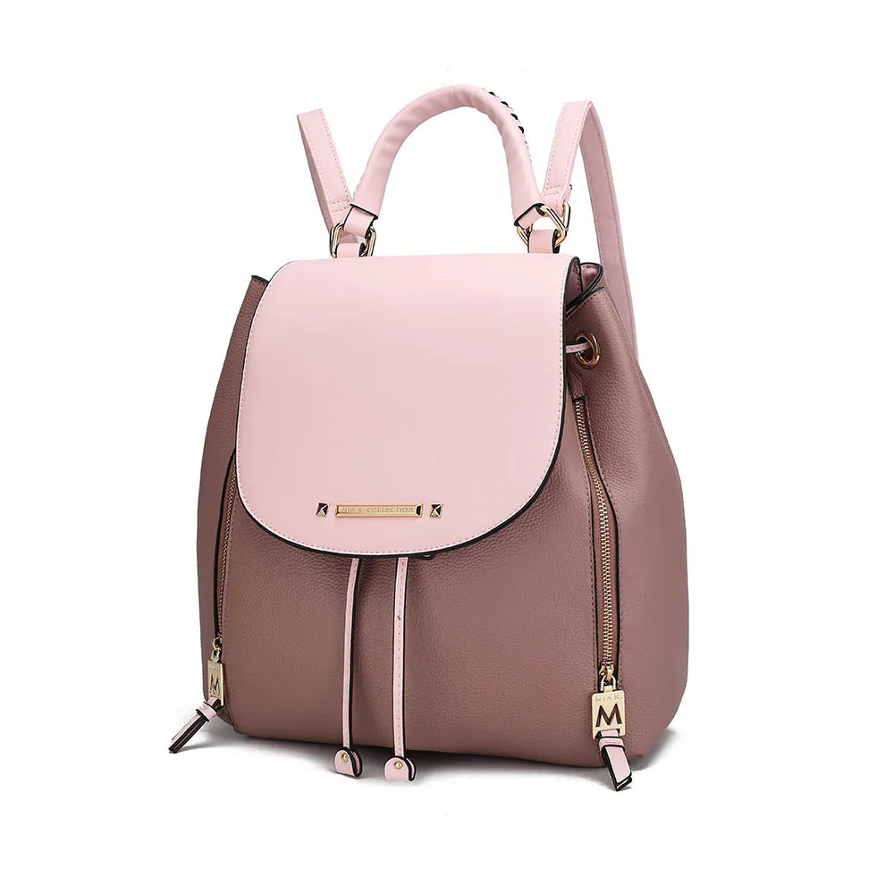 Kimberly Vegan Leather Fashion Backpack Color-Block