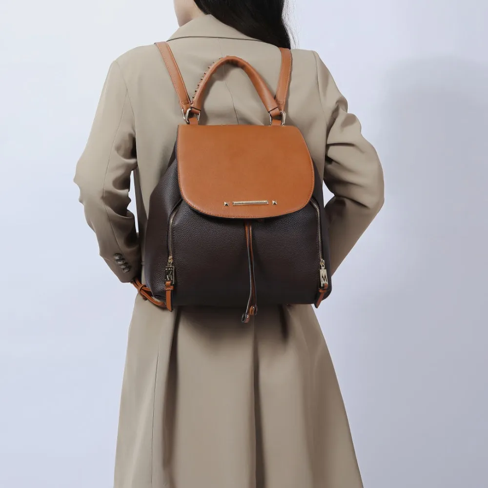 Kimberly Vegan Leather Fashion Backpack Color-Block
