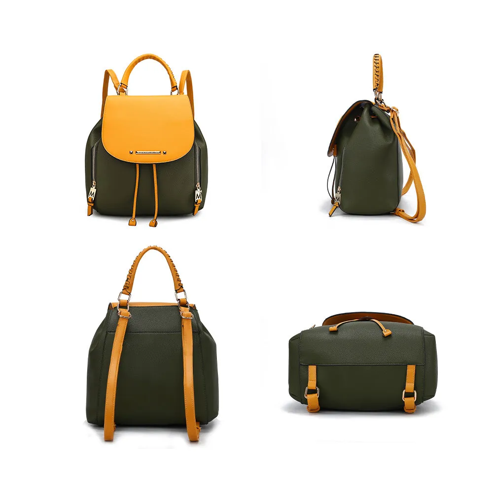 Kimberly Vegan Leather Fashion Backpack Color-Block
