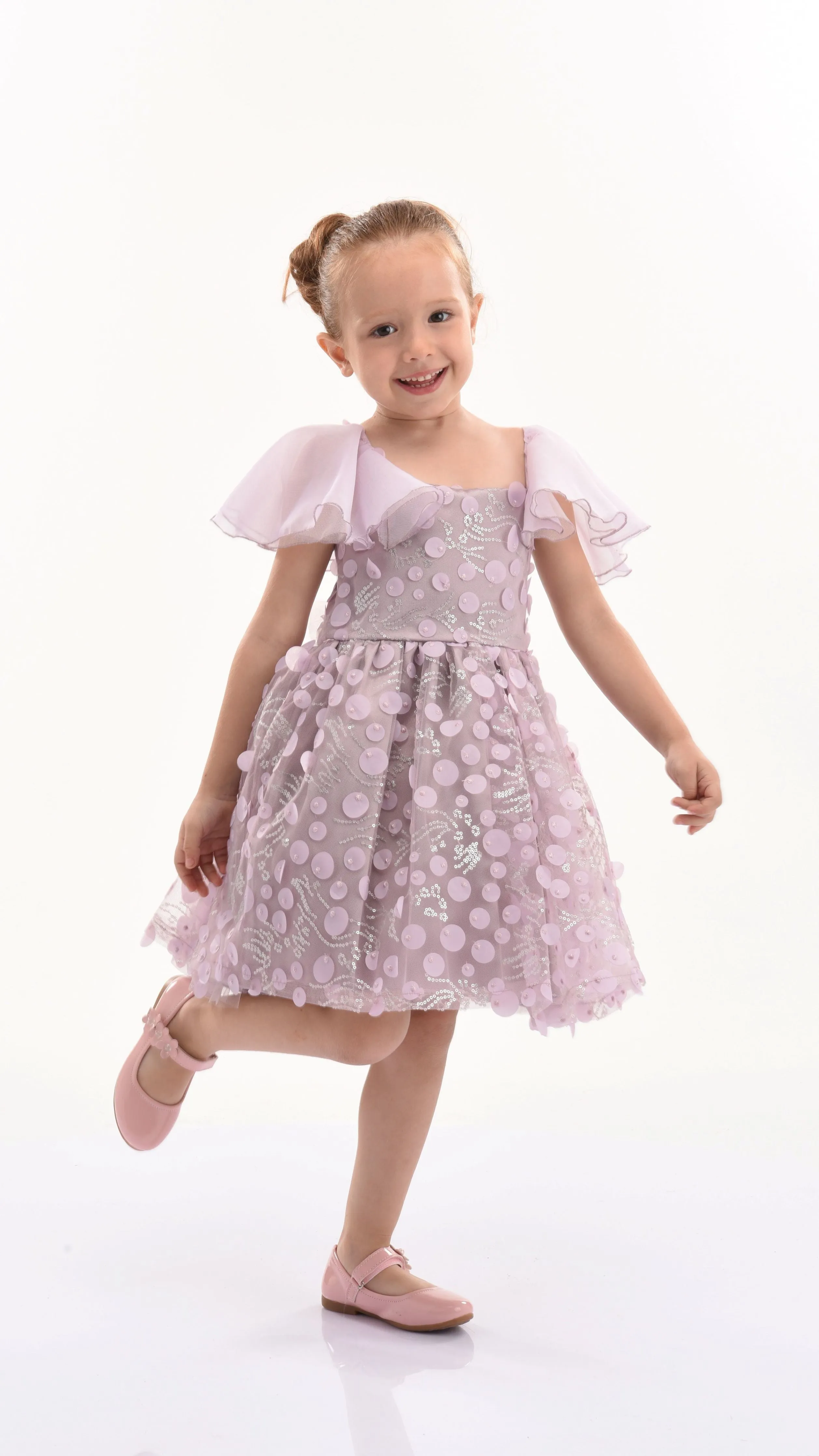 Lavender Jolene Polka Dot Applique Dress